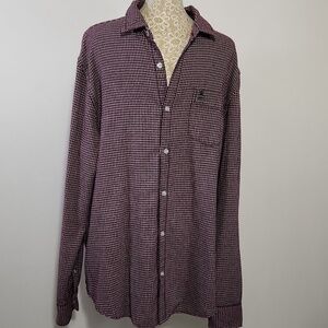 Original Penguin Men's Size XL Red Check Long Sleeve Slim Fit Button Down Shirt